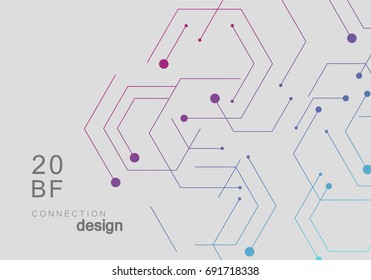 Science network pattern, connecting lines and dots on simple background.
