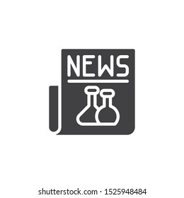 Science newspaper vector icon. filled flat sign for mobile concept and web design. Biochemistry news glyph icon. Symbol, logo illustration. Vector graphics