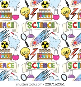 Science Objects and Icons Seamless Pattern illustration