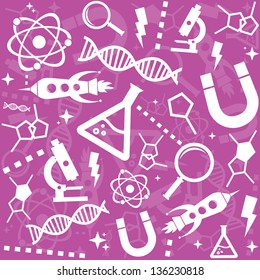 Science objects seamless vector pattern