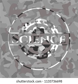 Science on grey camouflaged texture