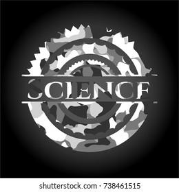 Science on grey camouflaged texture