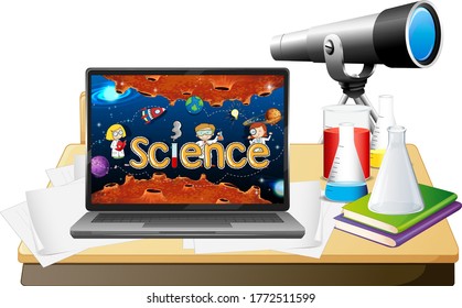 Science on laptop screen illustration