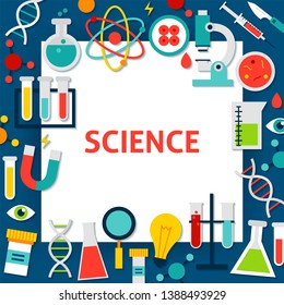 Science Paper Template. Vector Illustration Flat Style Education Concept.