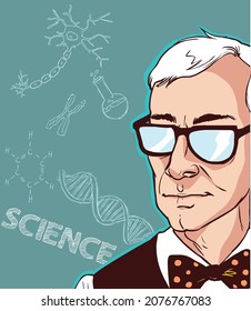 science professor man education research laboratory vector illustration 