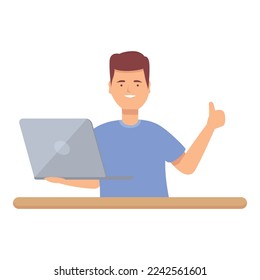 Science programming icon cartoon vector. Laptop project. Smart study