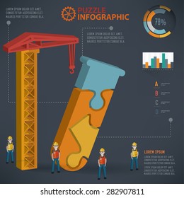 Science puzzle design, info graphic design. Clean vector.