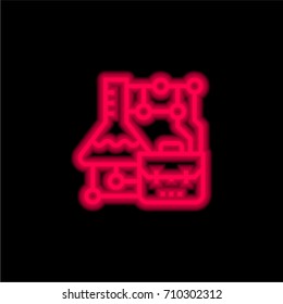Science red glowing neon ui ux icon. Glowing sign logo vector