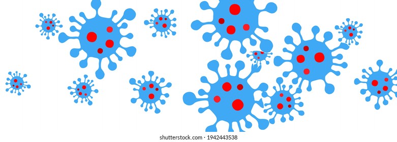 Science Red Pandemic Blue Healthcare Bright Quarantine Illustration. Sick Epidemic Neon Horizontal Coronavirus Backdrop. Test Vibrant Covid-19 White Virus Danger Sign Vivid Medicine Vector.