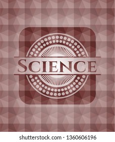 Science red polygonal badge. Seamless.