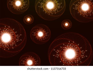 Science Red Structure Molecule, DNA and Atom, Microbiology and technology on a Violet Background.