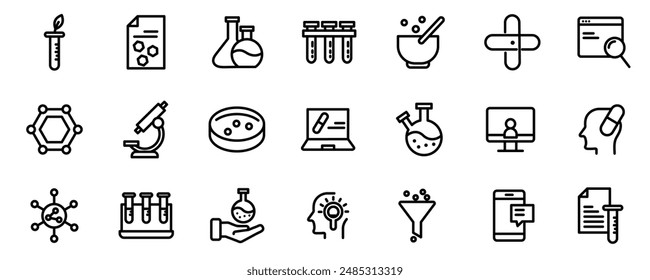 Conjunto de iconos vectoriales relacionados con la Ciencia.