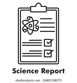 Ilustración vectorial de icono de esquema de informe de Ciencia