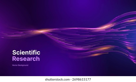 Investigación de Ciencia AI Dots Data Flow Particles Background. Red neuronal digital. Concepto de Tecnología de Inteligencia Artificial, Aprendizaje Automático. Comunicación digital. Ilustración vectorial.