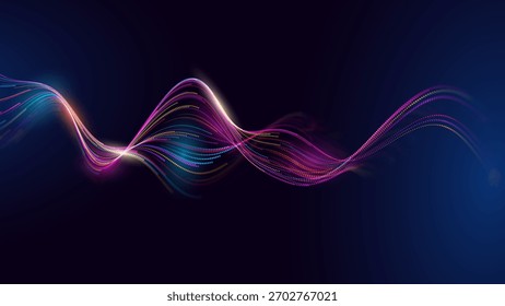 Science Research AI Dots Data Flow Particles Background. Digital Neural Network. Concept of Artificial Intelligence Technology, Machine Learning. Digital Communication. Vector Illustration.