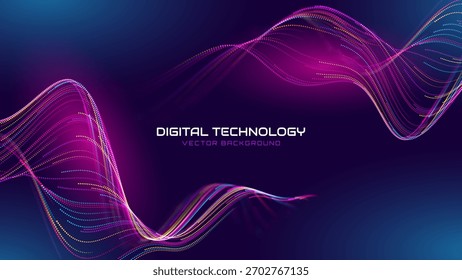 Investigación de Ciencia AI Dots Data Flow Particles Background. Red neuronal digital. Concepto de Tecnología de Inteligencia Artificial, Aprendizaje Automático. Comunicación digital. Ilustración vectorial.