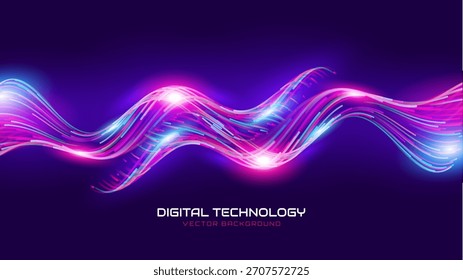 Science Research AI Dots Data Flow Particles Background. Digital Neural Network. Concept of Artificial Intelligence Technology, Machine Learning. Digital Communication. Vector Illustration.