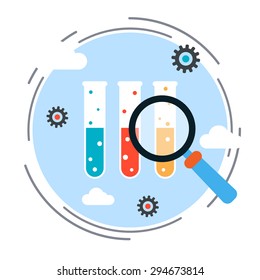 Science research flat design style vector concept illustration
