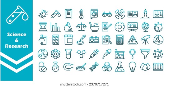 Science and research gradient-style icon collection