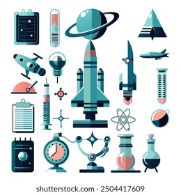 science, research, icon, telescope, cup, planet, teacher, test, dna, rocket, danger, glove, molecule.