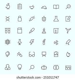 Science And Research Icons, Simple And Thin Line Design