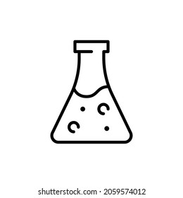Science research lab experiment icon. Line chemistry bulb sign, medical biology equipment. Vector illustration