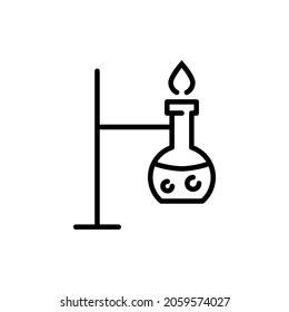 Science research lab experiment icon. Medical biology line equipment, chemistry flask bulb sign. Vector illustration