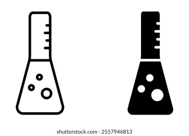 Science research lab experiment icon. Line chemistry bulb sign, medical biology equipment. Vector illustration