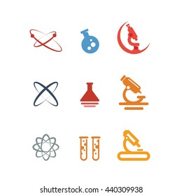Science Research Laboratory Icon Logo Set Vector