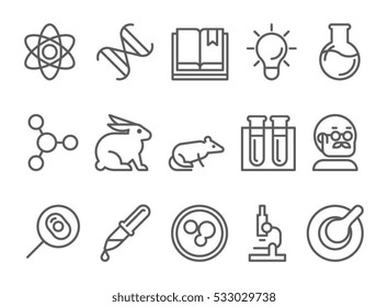 science and research line flat icons