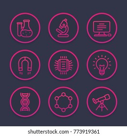 Science, research line icons set