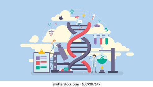 Science Research Technology Tiny People Character Concept Vector Illustration, Suitable For Wallpaper, Banner, Background, Card, Book Illustration, Web Landing Page, and Other Related Creative