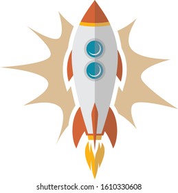 science rocket ship space travel vector art illustration