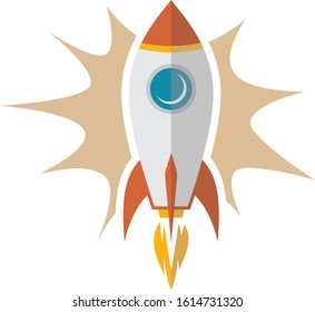 science rocket ship space travel vector art illustration
