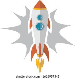 science rocket ship space travel vector art illustration