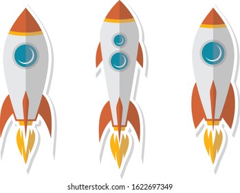 science rocket ship space travel set collection vector art illustration