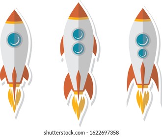 science rocket ship space travel set collection vector art illustration