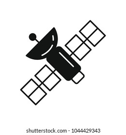 Science Satellite icon in silhouette style. Space illustration with science Satellite in white background. Element for space design. Science space object.