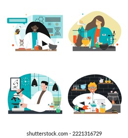 Science scene scientist doing research in lab set