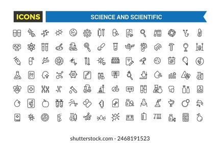 Science and scientific activity icon set. minimal line web icon set. Editable vector icon and illustration.