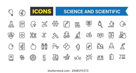 Science and scientific activity icon set. minimal line web icon set. Editable vector icon and illustration.