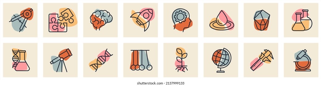 Science, scientific activity set icon symbol template for graphic and web design collection logo vector illustration