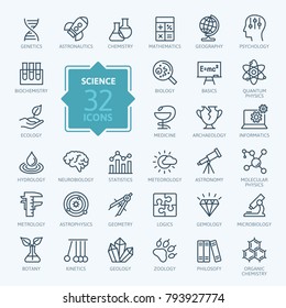 Science, Scientific Activityelements - Minimal Thin Line Web Icon Set. Outline Icons Collection. Simple Vector Illustration.