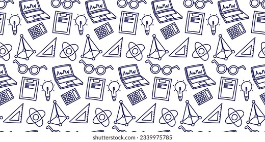 Science is a seamless background. Doodle illustration. Vector. can be used for educational materials, science-related publications