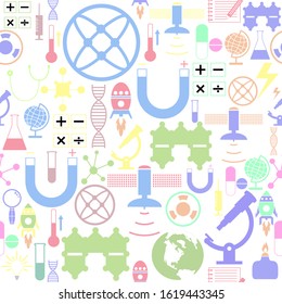 science seamless pattern background icon.