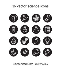 Science set icons. Laboratory biology symbols. Vector