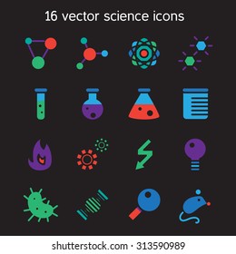 Science set icons. Laboratory biology symbols. Vector