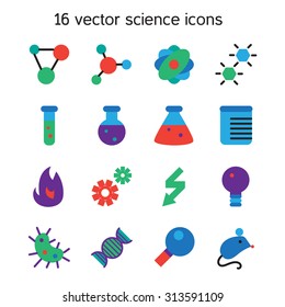 Science set icons. Laboratory biology symbols. Vector - Shutterstock ID 313591109