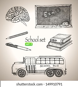 Science set. Sketch elements for school. Hand-drawn vector illustration. Set 3