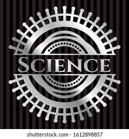 Science silvery emblem. Vector Illustration. Mosaic.